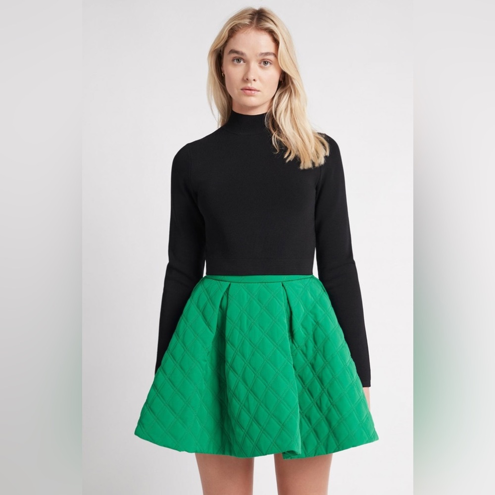 AJE Promise Quilted Mini Skirt Emerald Green